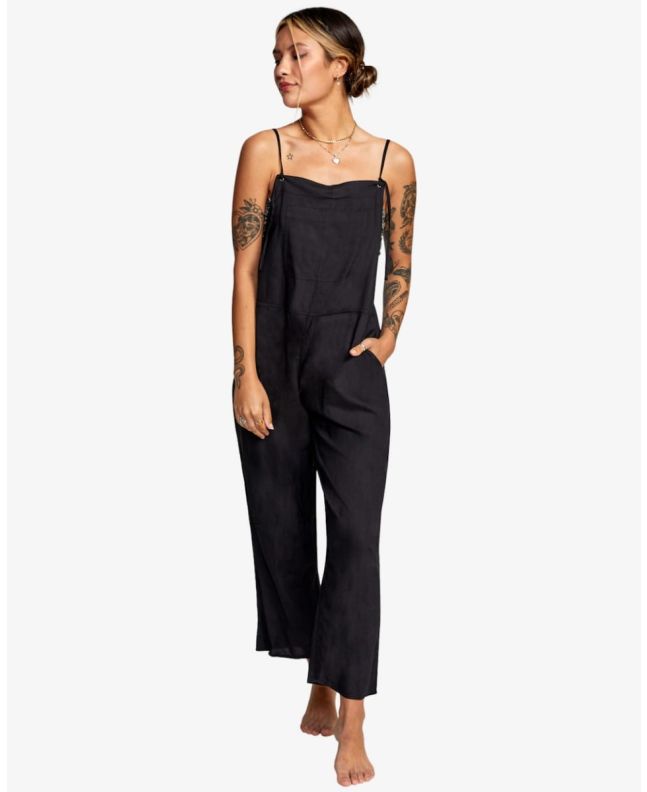 Mujer con mono de tirantes Rvca Zula Jumper Cover Up Negro