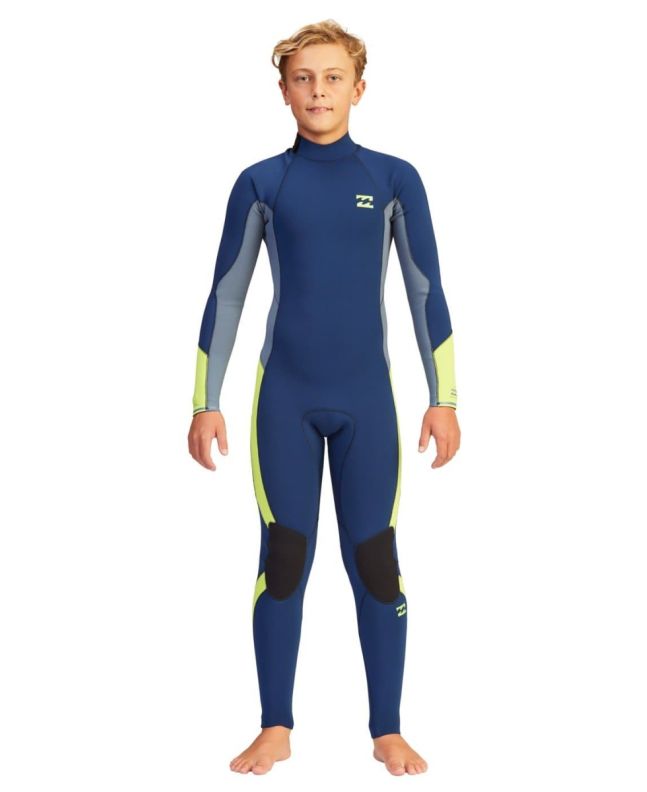 Niño con traje de neopreno con cremallera en la espalda Billabong Absolute 4/3mm azul marino