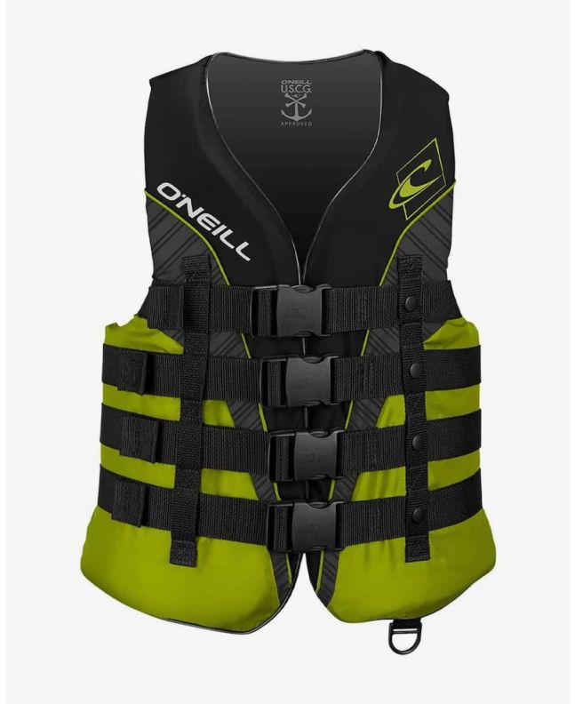 Chaleco de flotabilidad O'Neill Superlite ISO 12402-5 negro y lima para deportes acuáticos