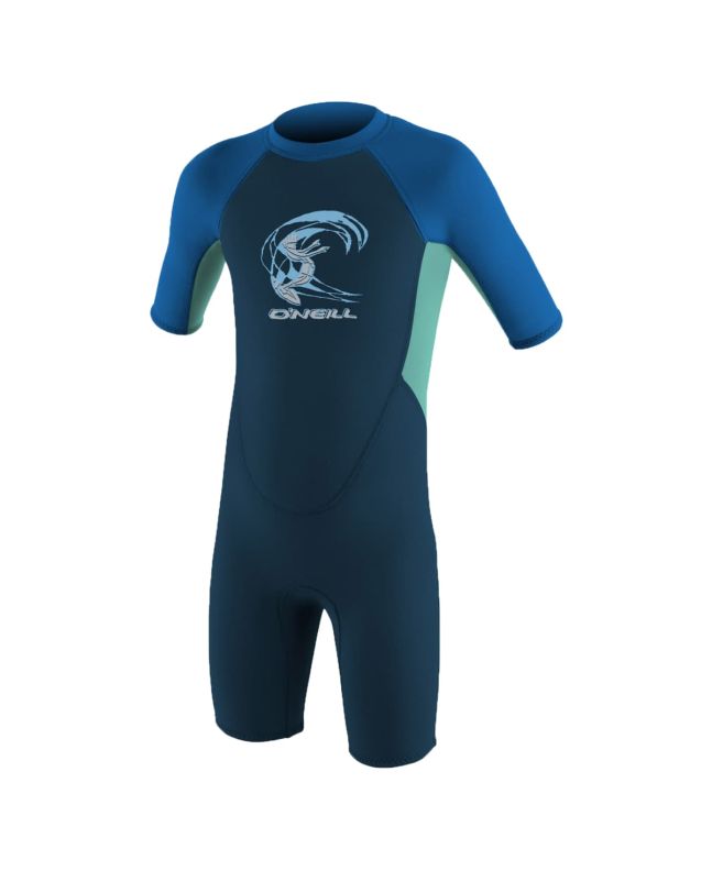 Traje de surf infantil O'Neill Reactor-2 2mm SS Back Zip Spring color Slate Light Aqua Ocean para niño