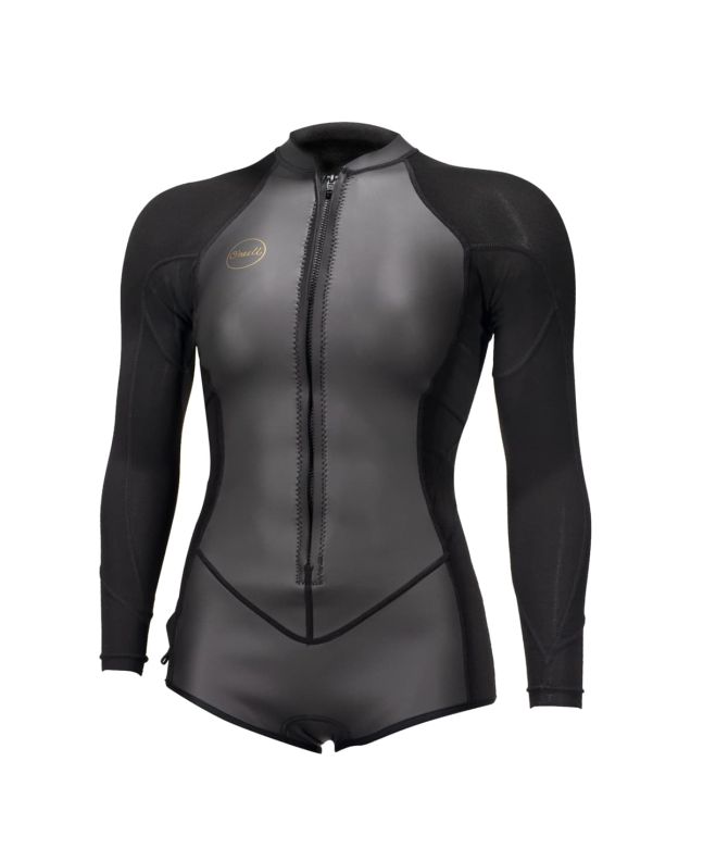 Neopreno de primavera O'Neill Women's Bahia 2/1mm Short Spring con cremallera frontal y manga larga para mujer