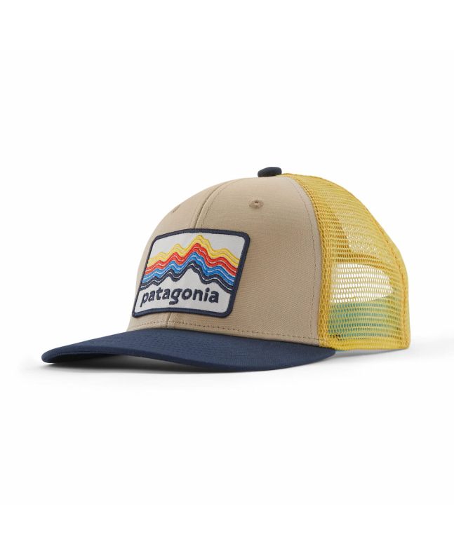 Gorra trucker Patagonia Kids Ridge Rise Stripe Oar Tan para niño