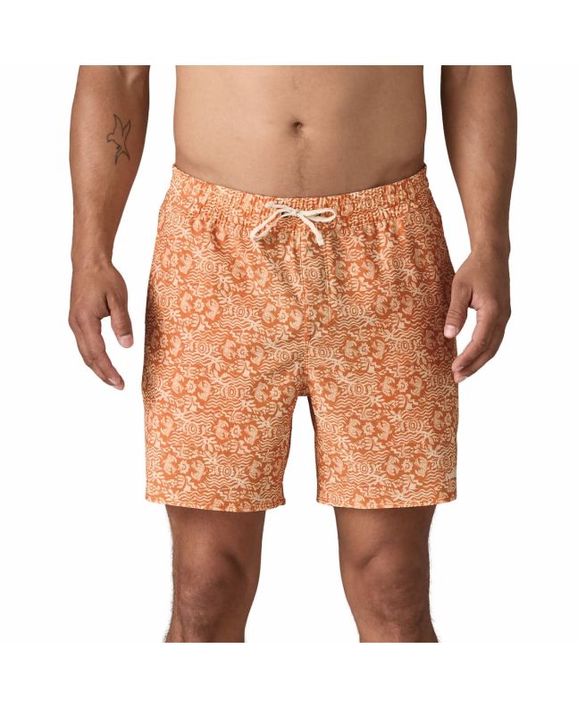 Hombre con Boardshort Patagonia Men's Hydropeak Volley Shorts 16'' Naranja estampado