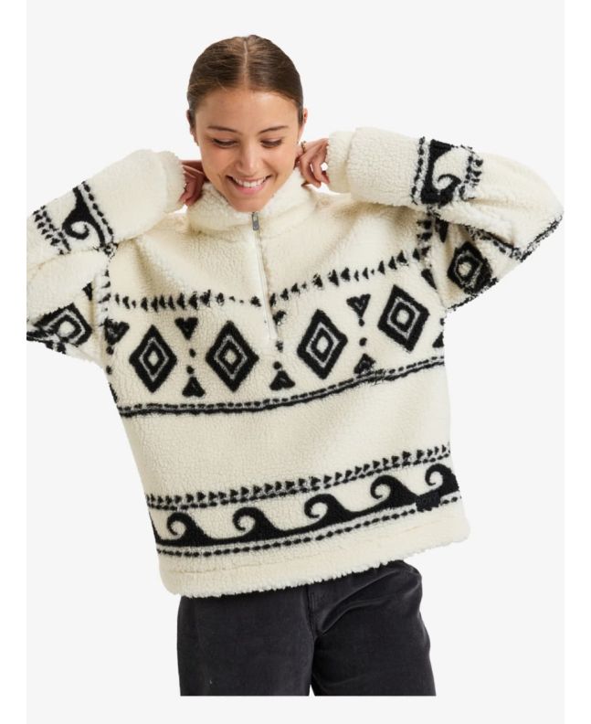 Mujer con Jersey Polar con cremallera parcial Roxy Treasure Soul Egret Blanco