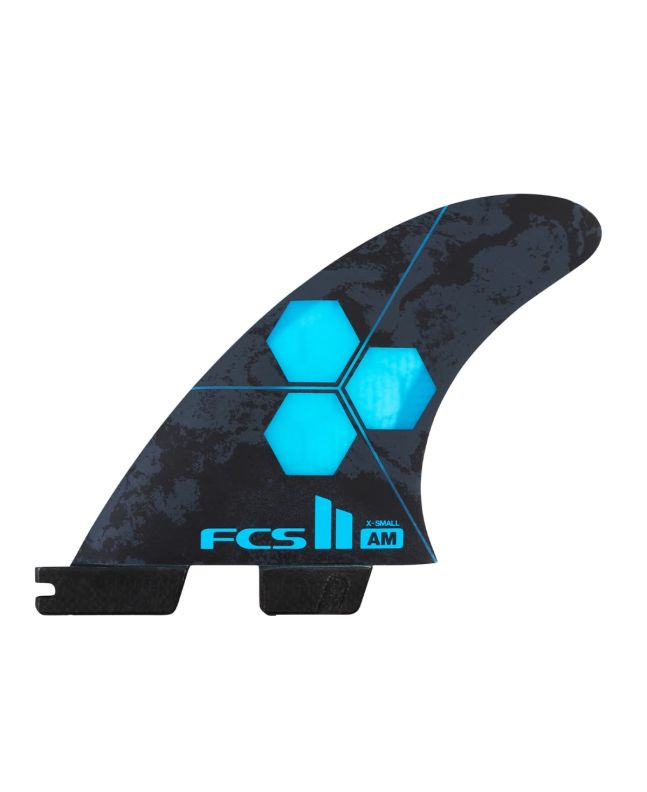 Quillas para tabla de surf FCS II Al Merrick Performance Core Tri-Fins Cyan Talla X-Small