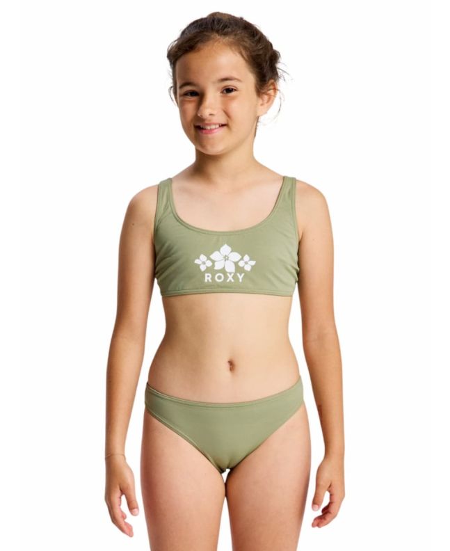 Niña con Bikini Roxy Girl Solid Active RG Oil Green