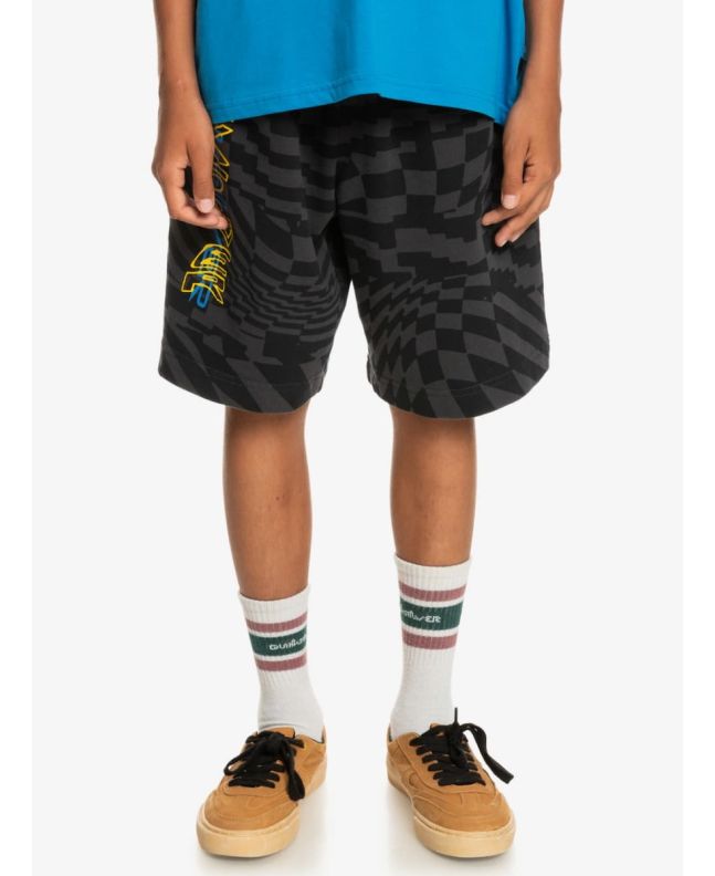 Niño con pantalón corto oversize de felpa Radical Times Long negro