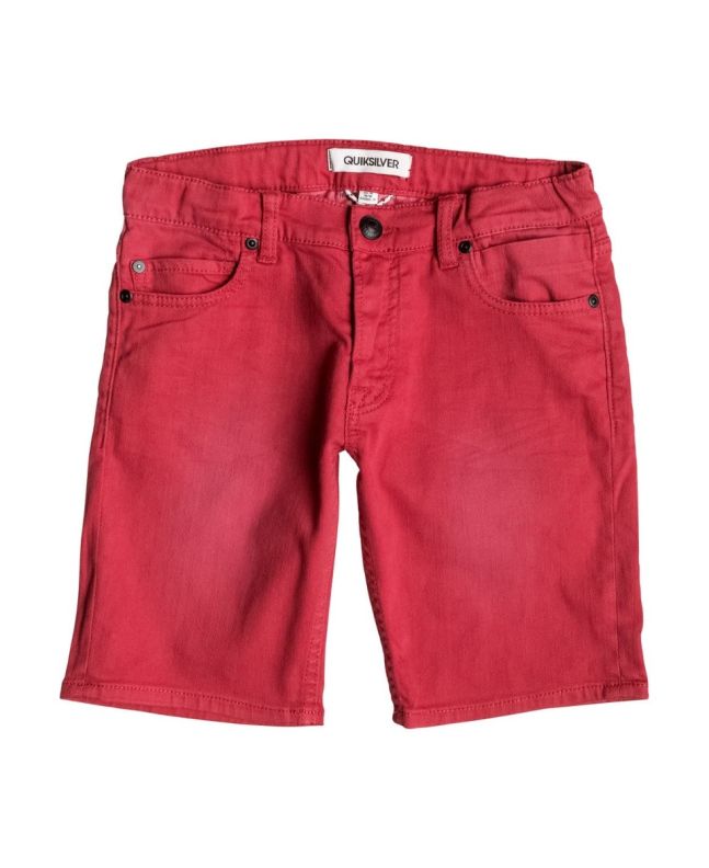 Pantalón corto vaquero Quiksilver Distorsion Colors rojo para niños de 8 a 12 años