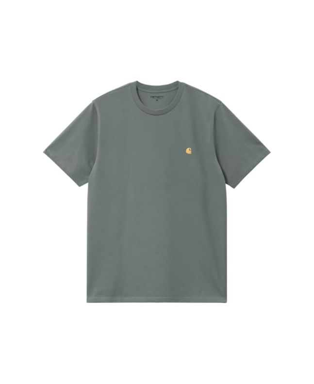 Camiseta Carhartt WIP Chase de manga corta en color Velvet Green-Gold para hombre