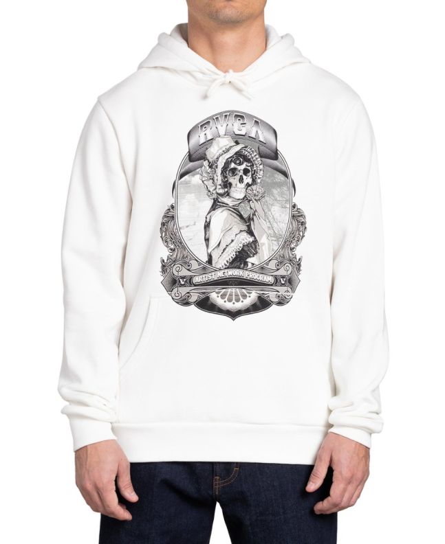 Hombre con sudadera con capucha RVCA George Thompson Skull Bonnet blanca