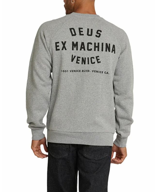 Hombre con Sudadera Deus Venice Address Crew Gris Jaspeado