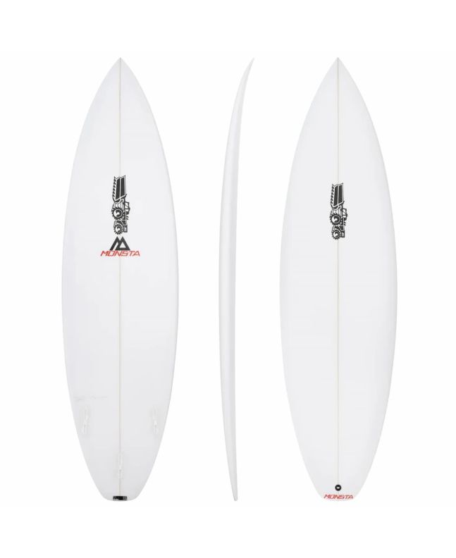 Tabla de Surf JS Monsta PU 5'10 con cola squash sistema FCS II 3-Fin Blanca 27,7 Litros