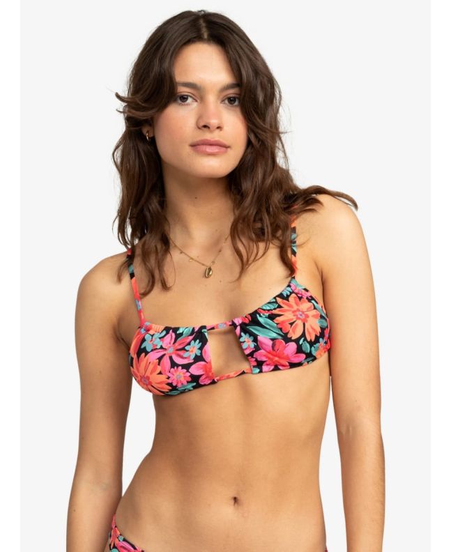 Mujer con Top de Bikini Bralette Roxy Printed Beach Classics Antracita Floral
