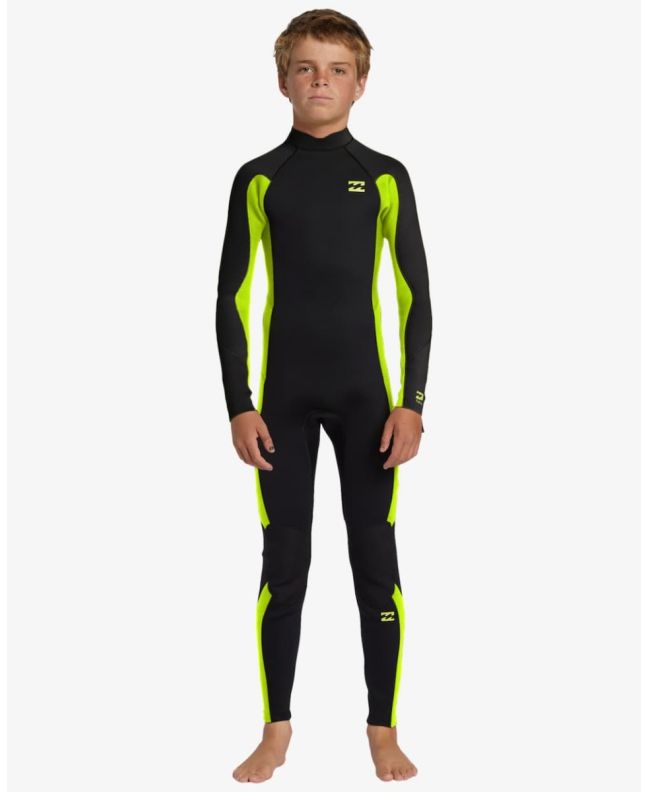 Niño con Traje de Surf con Cremallera en la Espalda Billabong 4/3mm Foil Fluro Lime