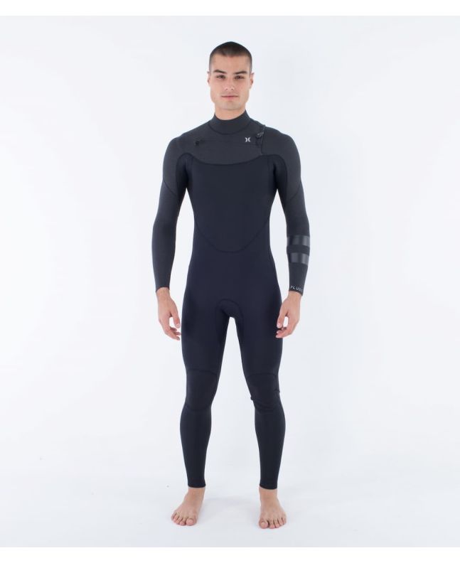 Hombre con Traje de Neopreno con cremallera en el pecho Hurley PLUS Sleeve Texture 4/3mm Negro