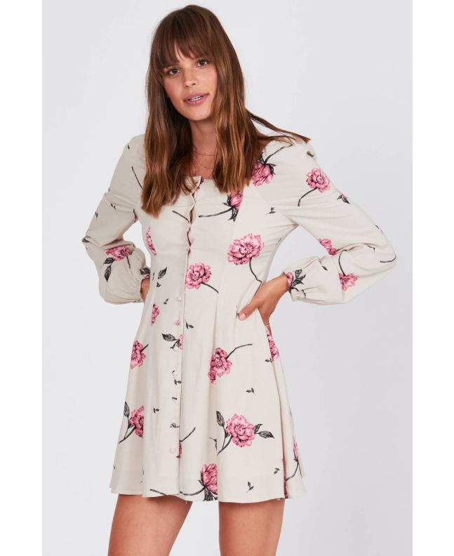 Mujer con Vestido Corto Amuse Society Easy On The Eyes blanco floral
