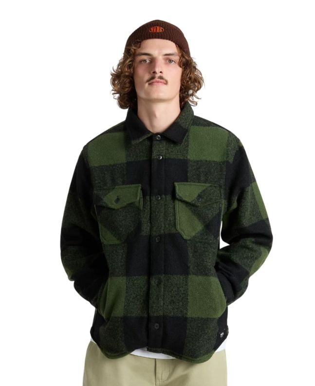 Hombre con Sobrecamisa Vans Denby Fuzzy Shacket Negro-Verde