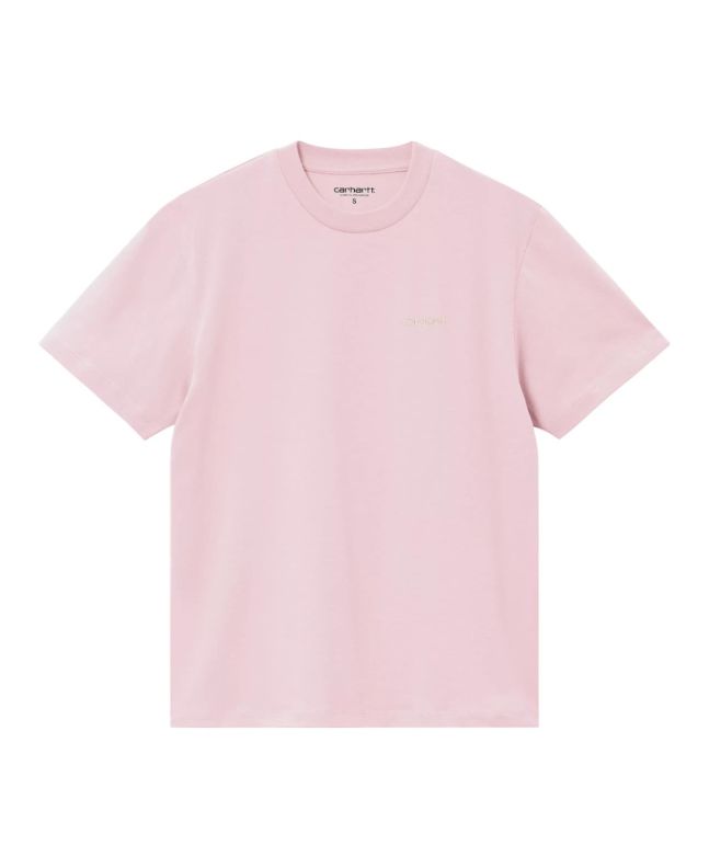 Camiseta orgánica de manga corta Carhartt WIP Women's Script Embroidery Air Pink-Wax para mujer