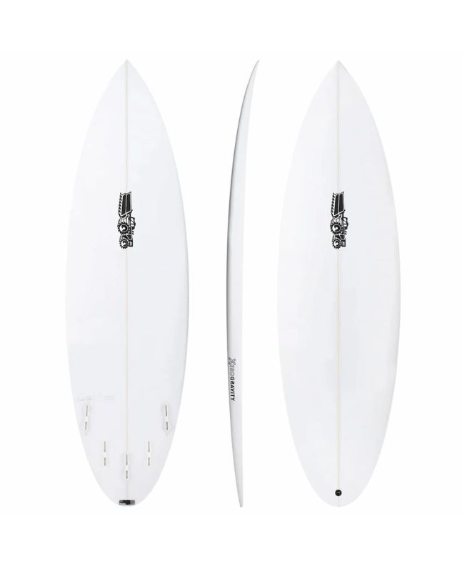 Tabla de Surf JS Xero Gravity PU 6'3 con cola redonda 38L sistema FCS II 5-fin Blanca