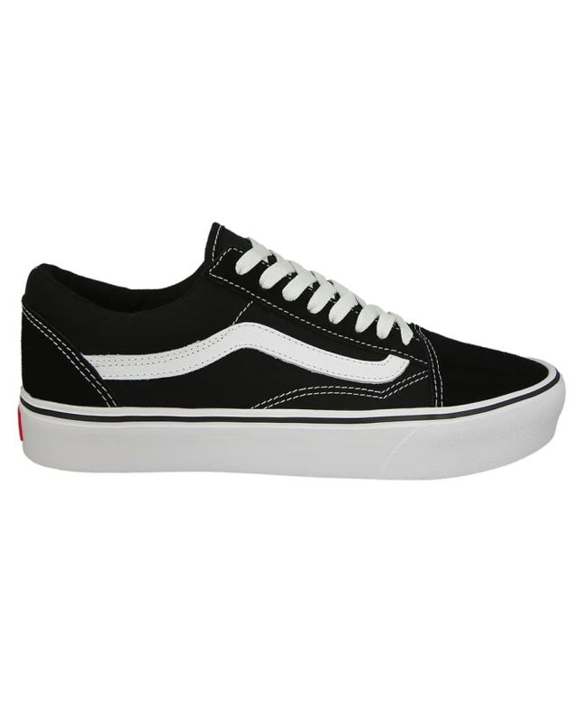 Zapatillas Vans Old Skool Lite negras con banda lateral y suela blanca