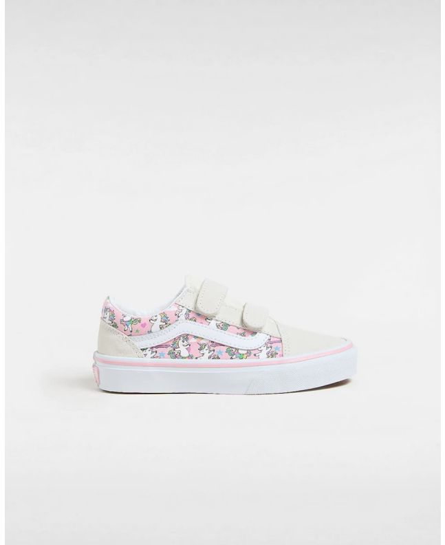 Zapatillas con cierre de velcro Vans Old Skool V Unicorn Blancas y Rosas para niño/a 4-8 años