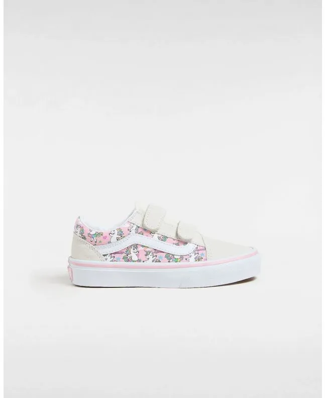Zapatillas con cierre de velcro Vans Old Skool V Unicorn Blancas y Rosas para niño/a 4-8 años