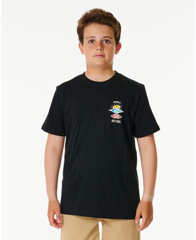 Niño con camiseta de manga corta Rip Curl Search Icon Negra 8-16 años