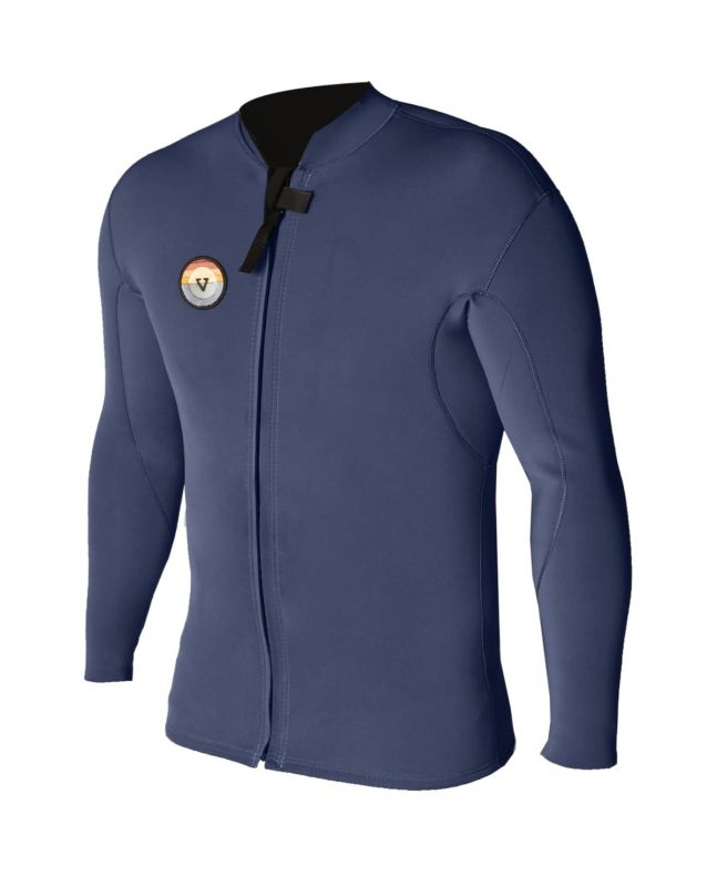Chaqueta de neopreno Vissla Solid Sets 2mm Front Zip azul  para hombre frontal