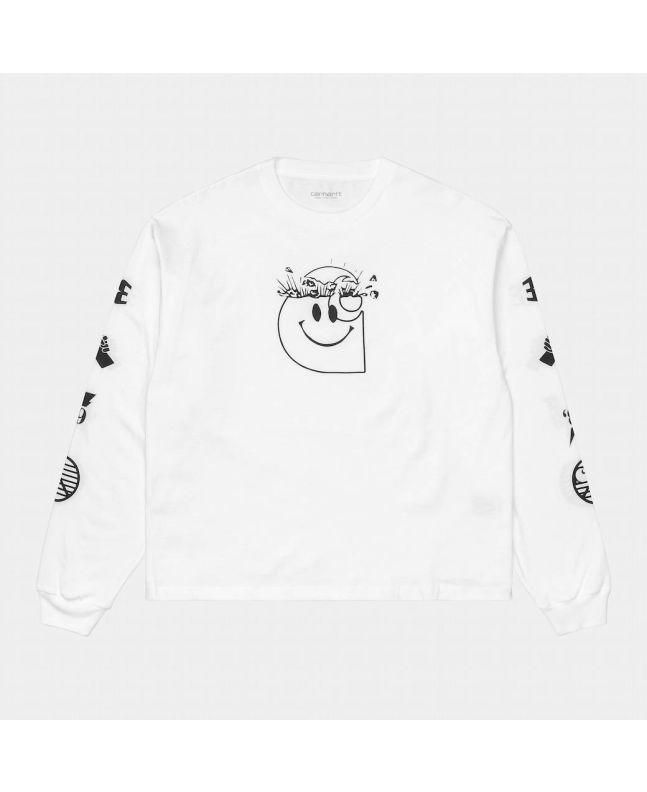 Camiseta de manga larga para mujer Carhartt WIP Tab LS blanca Frontal