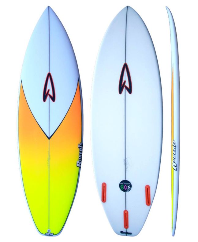 Tabla de surf Shortboard Roberts Modern 80'S 5'4 26L EPS con sistema de quillas FCS II