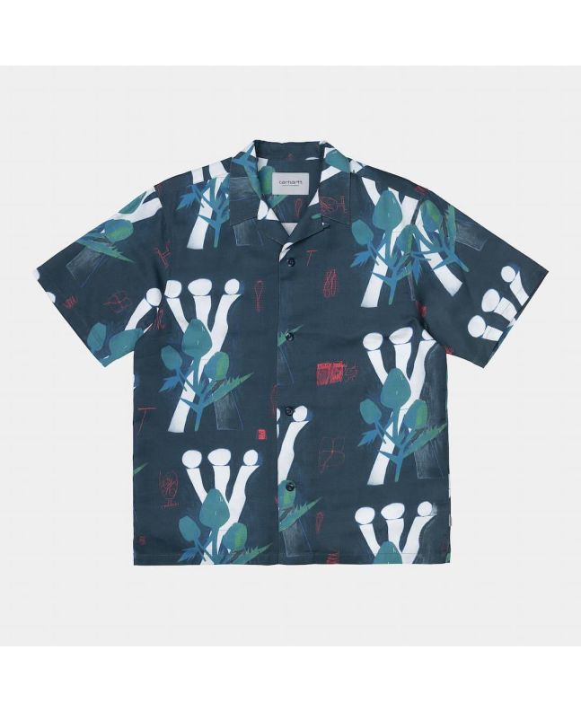 Camisa hombre Carhartt WIP Tom Król Flowers SS azul marino floral