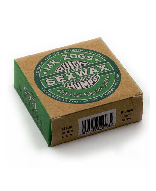 Parafina Sex Wax Quick Humps 3X Green Extra Soft Eco Box para aguas templadas entre 14 y 23º