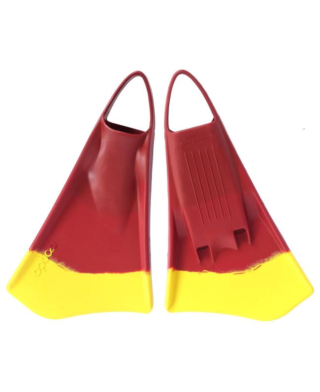 Aletas de bodyboard Option 2 Swim Fins rojas y amarillas