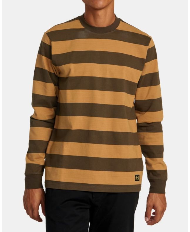 Hombre con Camiseta de manga larga RVCA Chainmail Stripe Camel