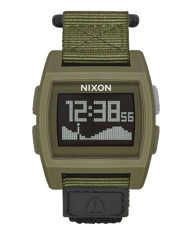 Reloj de mareas Nixon Base Tide Nylon A1169-1085 Surplus verde oliva frontal