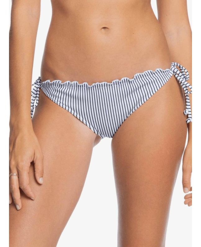 Braguita de Bikini con Lazadas Laterales Roxy Bico Mind Of Freedom blanco y azul a rayas Frontal