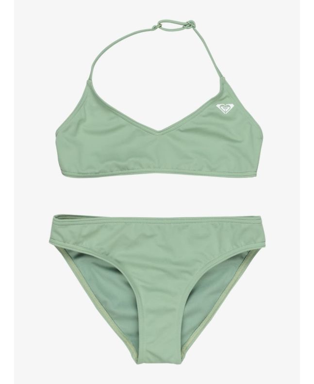 Conjunto de bikini Roxy Solid Active RG verde para niña 6-16 años