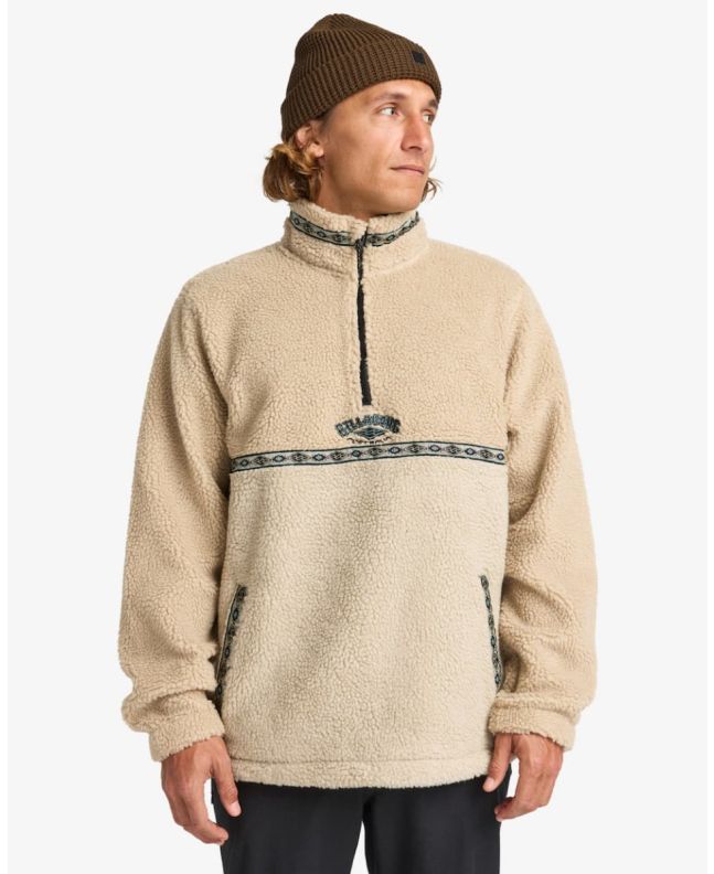 Hombre con sudadera sherpa con media cremallera Billabong Boundary Tombstone Desert