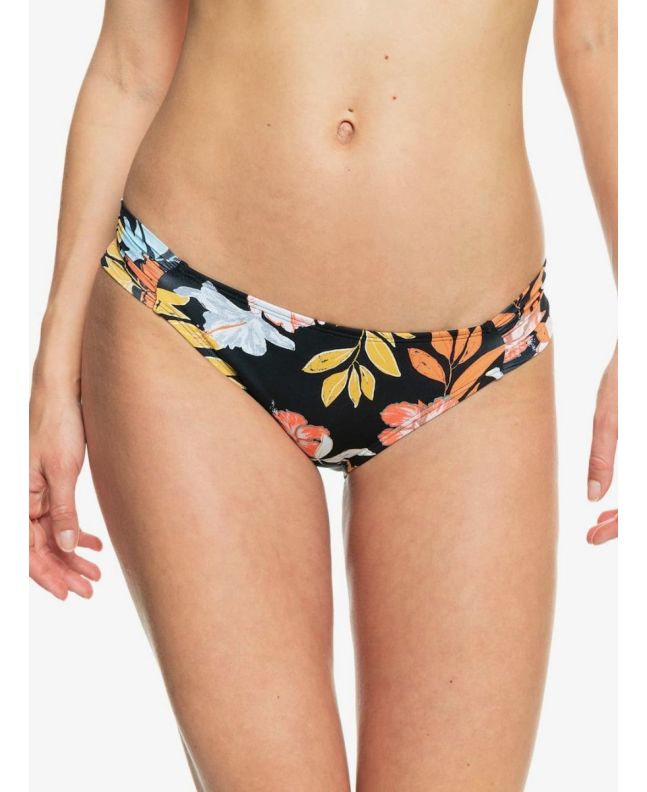 Mujer con braguita de Bikini Roxy Beach Classics negro con estampado floral