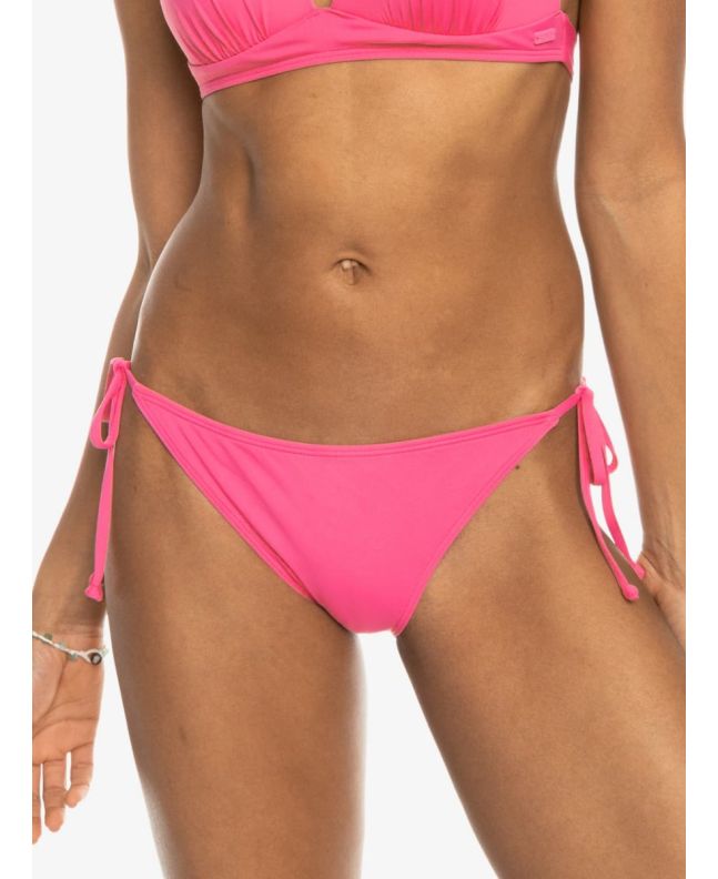 Mujer con Braguita de bikini con lazadas laterales Roxy Beach Classics Rosa