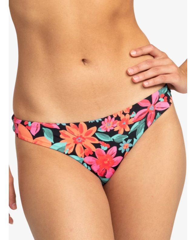 Mujer con Braguita de Bikini de cintura baja Roxy Printed Beach Classics Tanga Antracita Floral