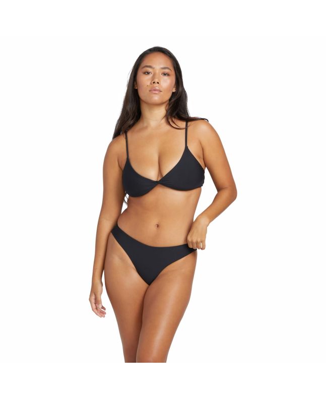 Mujer con Braguita de Bikini Volcom Simply Seamless Cheekini Negra