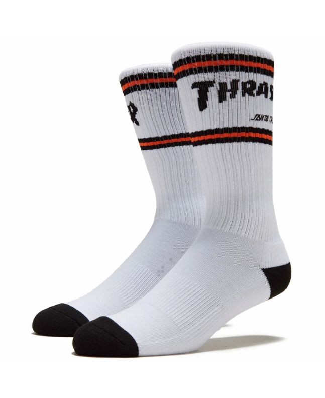 Calcetines Santa Cruz x Thrasher SC Strip Blancos para hombre