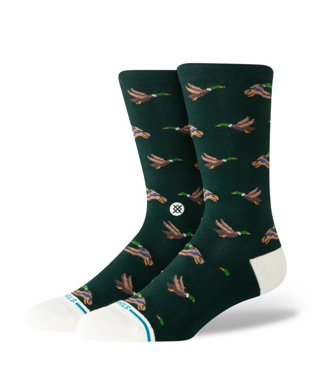 Calcetines Stance Huntin Crew verde pino con estampado de patos Unisex