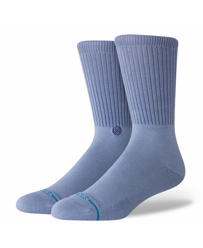 Calcetines Stance Icon Pop Crew en color azul piedra, diseño unisex con caña media y amortiguación 