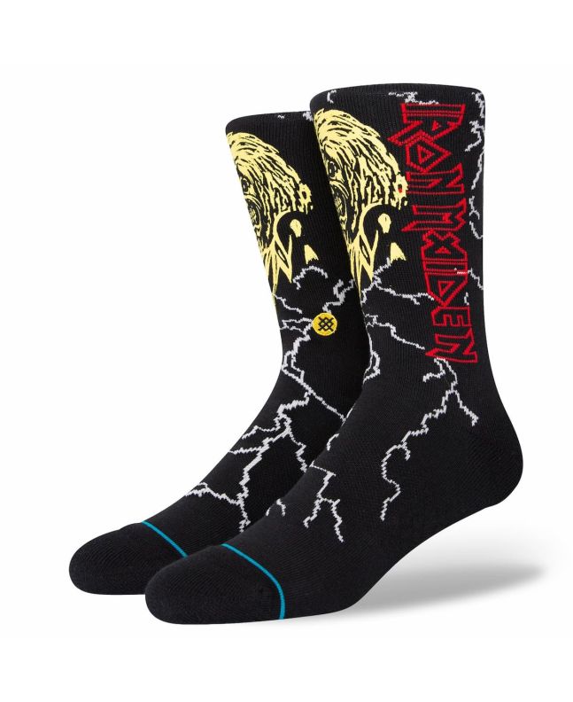 Calcetines Stance Night City Unisex en color negro y logo de Iron Maiden rojo Talla L