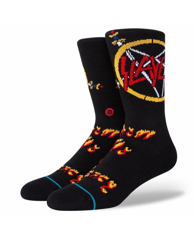 Calcetines Stance No Mercy Crew en color negro con logo Slayer rojo Unisex Talla L