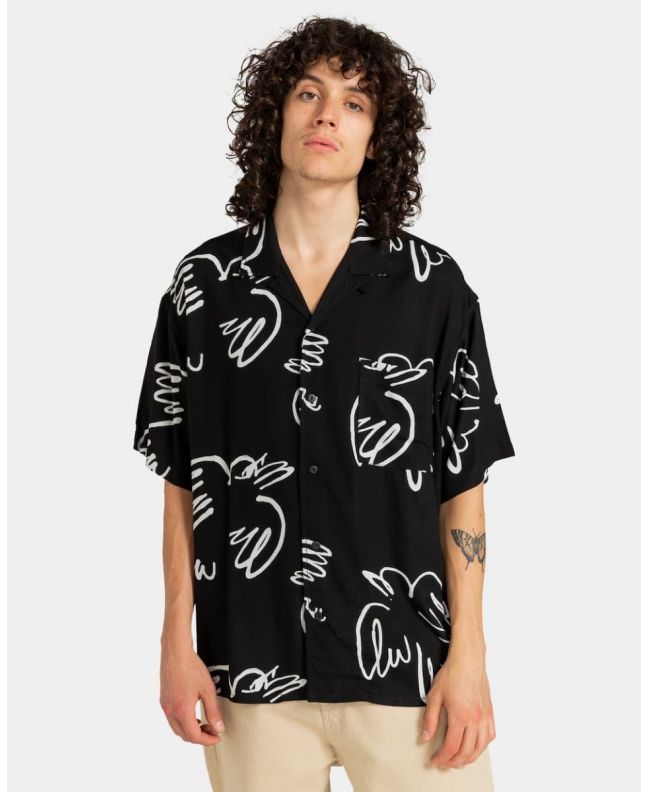 Hombre con Camisa surfera de manga corta Element Resort Birds negra