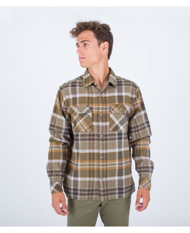 Hombre con Camisa de franela Hurley Santa Cruz Shorline Verde a cuadros