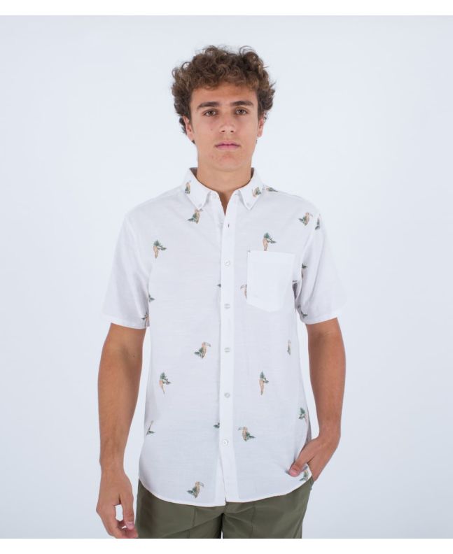 Hombre con Camisa surfera de manga corta Hurley One and Only Stretch Blanca